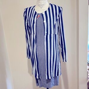 ULTRA DRESS Striped Navy & White Long Jacket/10P